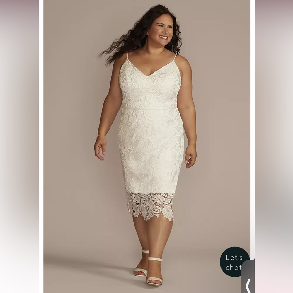 David's Bridal Ivory Lace Midi Dress